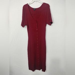 Torrid Burgundy Button-Front Midi Dress
